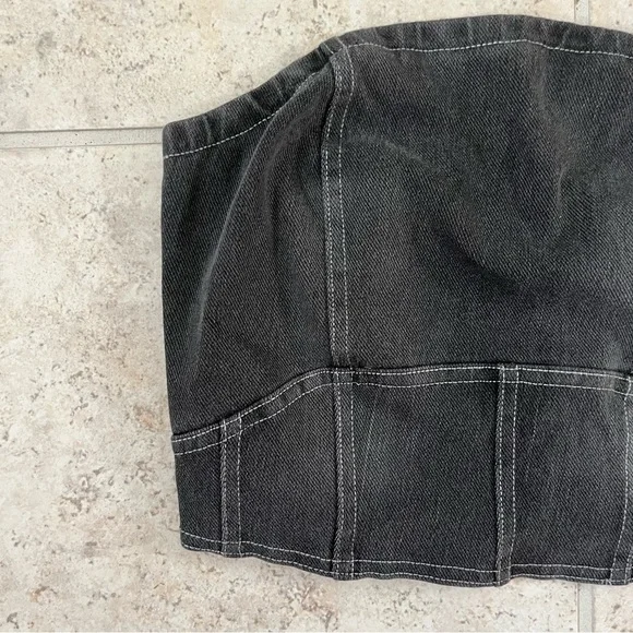 HALARA Black Denim Crop Top - Picture 2 of 5